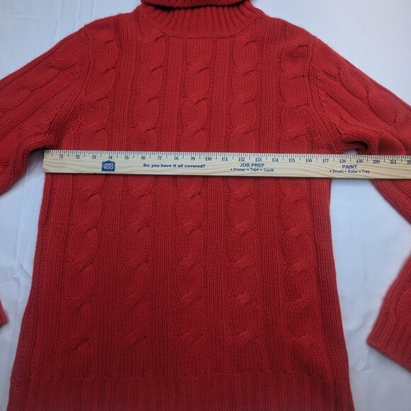 Lilly Pulitzer 100% Cashmere Cable Knit Turtleneck Womens Sweater Coral Red Sz L - Picture 6 of 9
